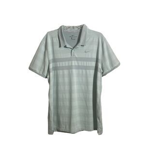 Nike Golf Zonal Cooling Polo Shirt Mens XL Green Stripe Dri Fit Performance